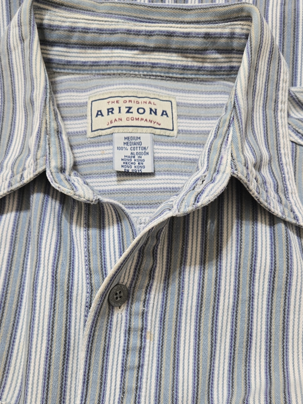Arizona Jean Company Blue & White Striped Casual Button-Down Shirt